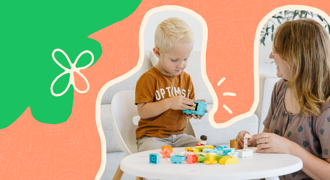 kid playing with blocks 